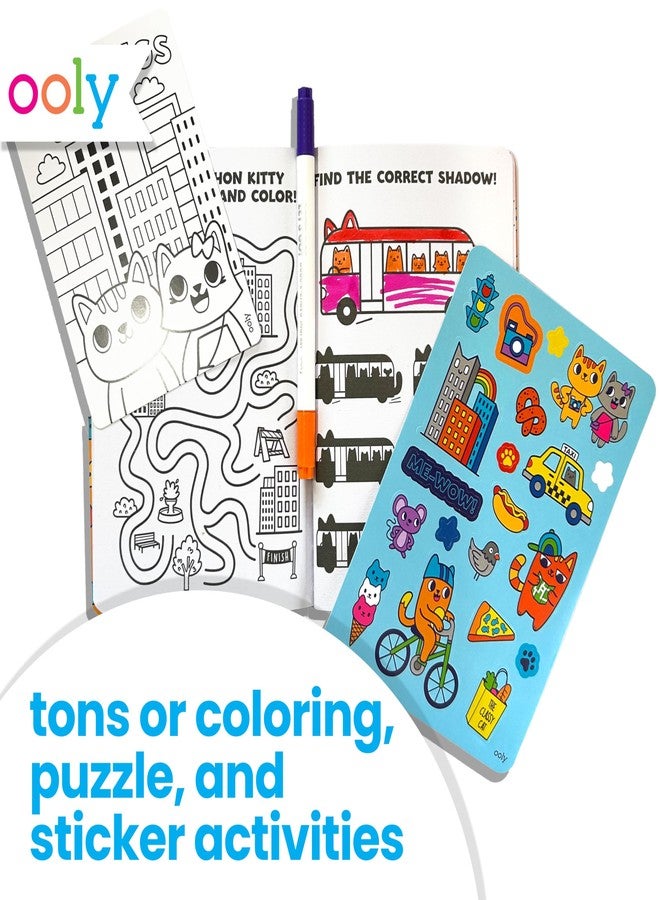 Ooly Let's Go Activity & Coloring Book Kit Complete with Markers, Stickers, Puzzles & More - Portable All in One Set - Kitty in The City - Image 5